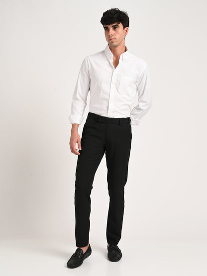 Textured Polyester Trousers Black