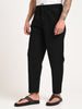 Relaxed Cotton Trousers with Drawcord Black