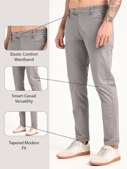 Stretch Trousers with Utility Pockets Grey
