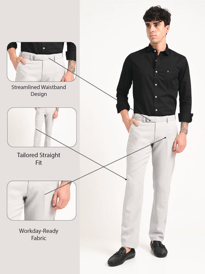 Textured Polyester Trousers Lt Grey