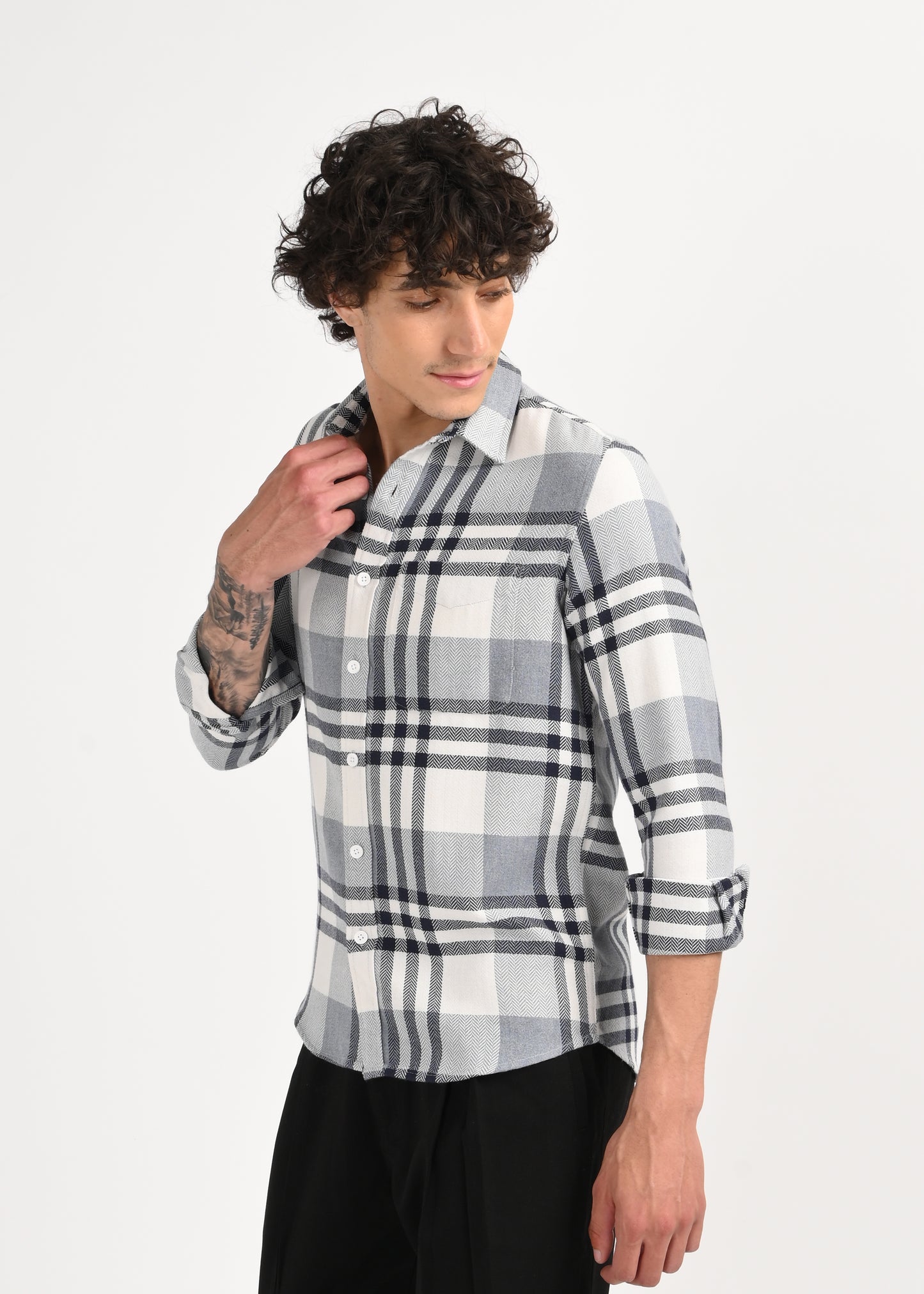 Classic Bold Check Shirt Lt Grey
