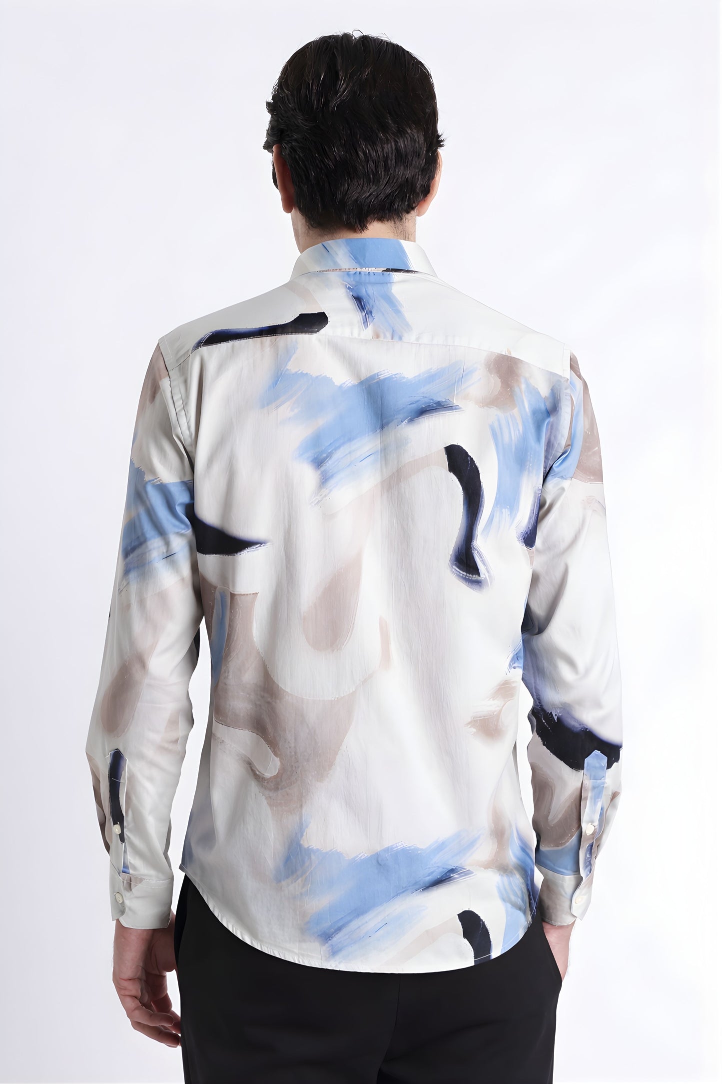 Floral Digital Print Shirt Beige Blue