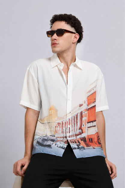 "Lalbazaar" Oversized Print Shirt
