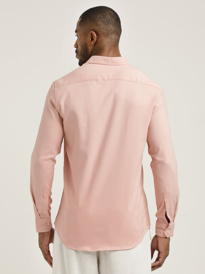 Slim Fit Cotton-Poly Lycra Blend Shirt Pink