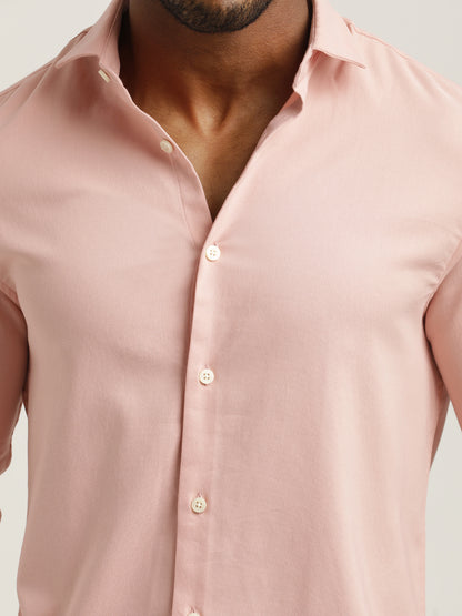 Slim Fit Cotton-Poly Lycra Blend Shirt Pink