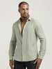 Slim Fit Nylon Shirt with Linen Look Green