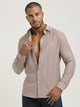 Slim Fit Nylon Shirt with Linen Look Grey