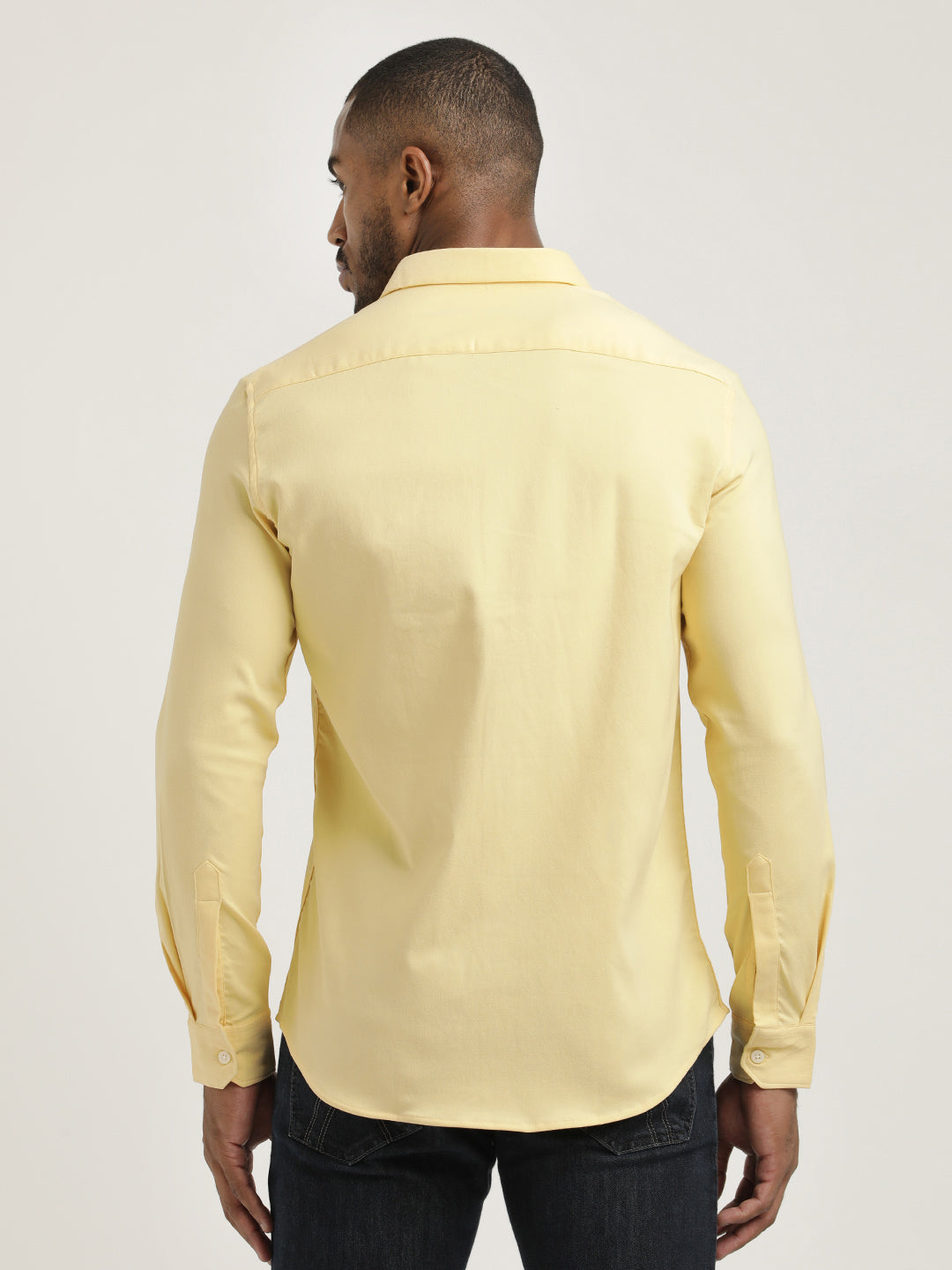 Slim Fit Cotton-Poly Lycra Blend Shirt Yellow