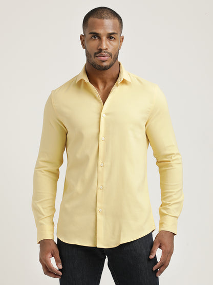 Slim Fit Cotton-Poly Lycra Blend Shirt Yellow