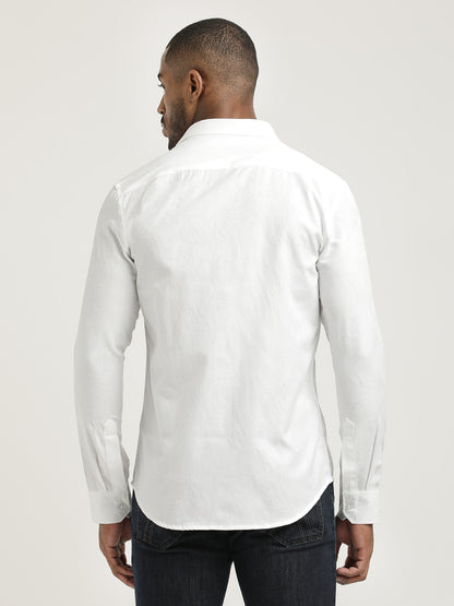 Nylon Self-Design Shirt White