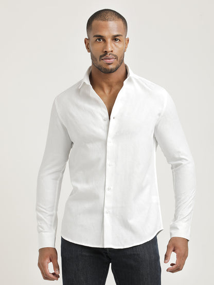 Nylon Self-Design Shirt White