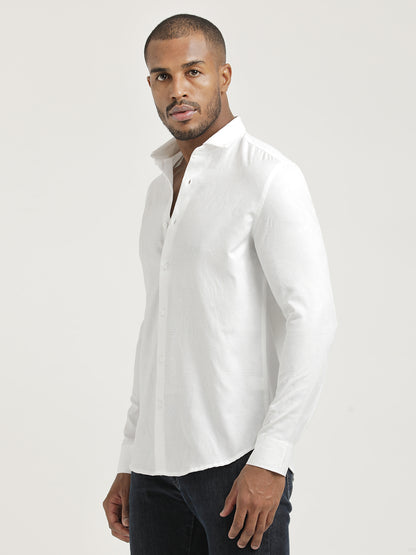 Nylon Self-Design Shirt White
