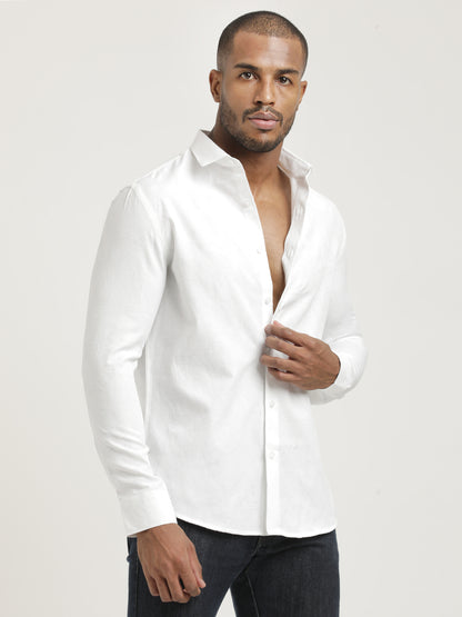 Nylon Self-Design Shirt White