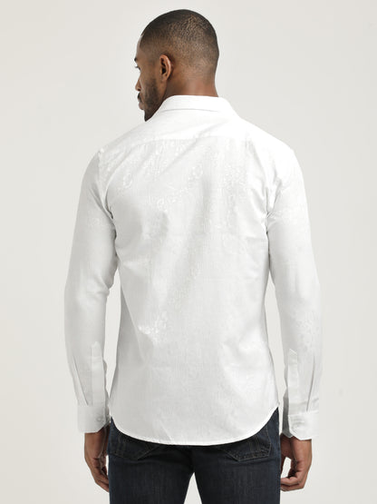 Nylon Self-Design Shirt White