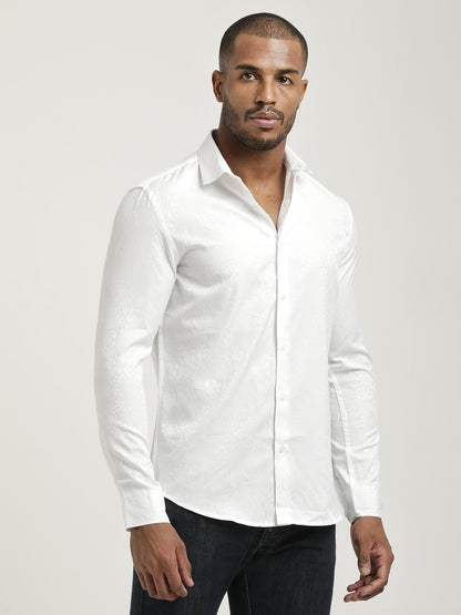 Nylon Self-Design Shirt White