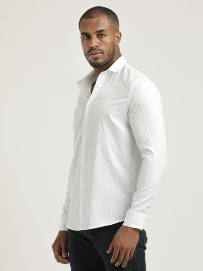 Nylon Self-Design Shirt White