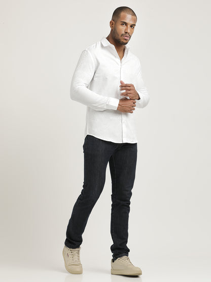 Nylon Self-Design Shirt White