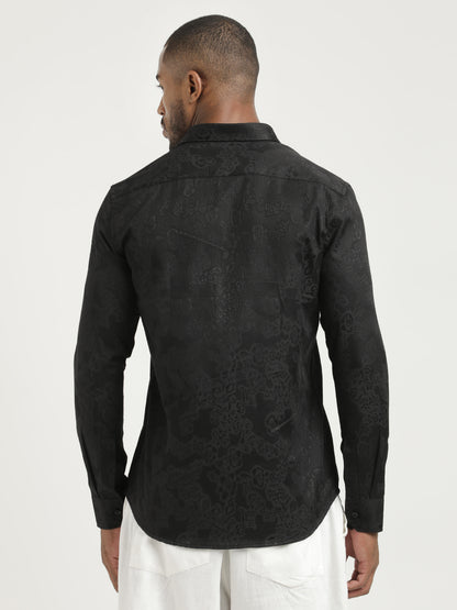 Nylon Self-Design Shirt Black