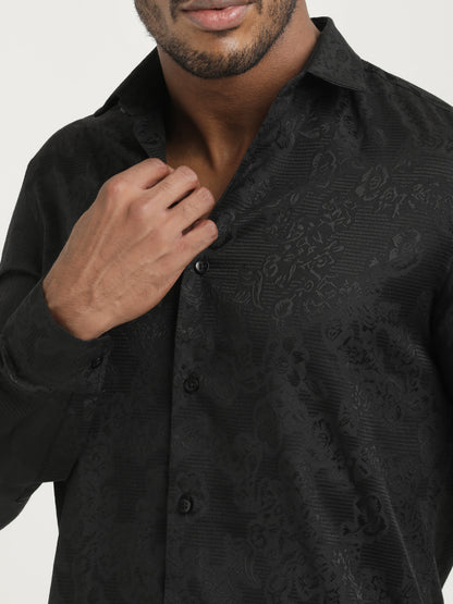 Nylon Self-Design Shirt Black