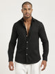 Slim Fit Cotton-Poly Lycra Blend Shirt Black