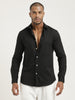 Slim Fit Cotton-Poly Lycra Blend Shirt Black
