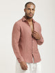 Slim Fit Nylon Shirt with Linen Look Pink