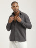 Casual Fit Cotton Shirt with Double Pockets Grey