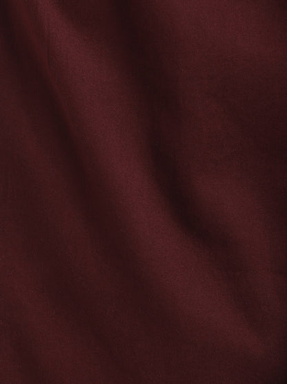 Slim Fit Cotton Shirt with Graphic Stickers Maroon