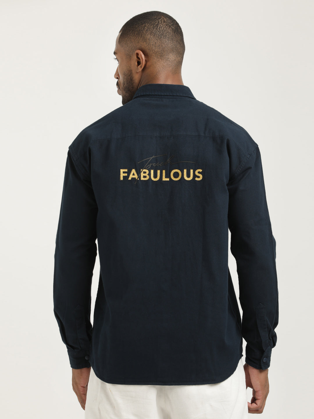 Casual Fit Cotton Shirt with Double Pockets Navy