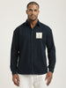 Slim Fit Cotton Shirt with Graphic Stickers Navy