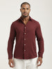Slim Fit Cotton-Poly Lycra Blend Shirt Maroon