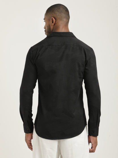 Nylon Self-Design Shirt Black