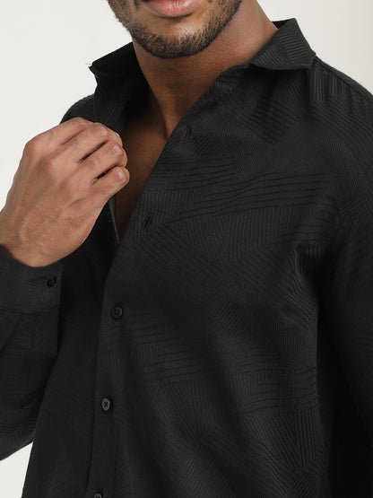 Nylon Self-Design Shirt Black