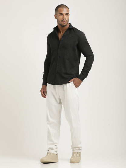 Nylon Self-Design Shirt Black