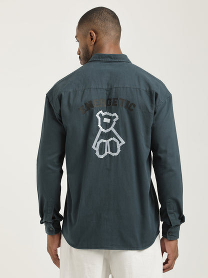 Casual Fit Cotton Shirt with Double Pockets Green