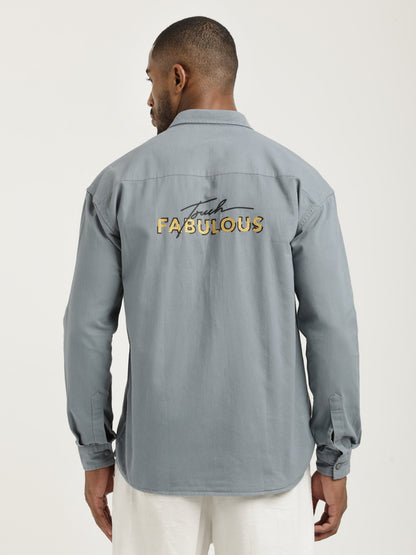 Casual Fit Cotton Shirt with Double Pockets Blue