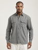 Casual Fit Cotton Shirt with Double Pockets Lt Grey