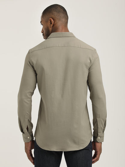 Slim Fit Cotton-Poly Lycra Blend Shirt Grey