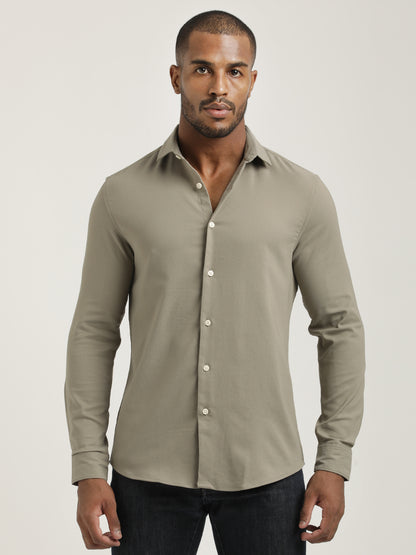 Slim Fit Cotton-Poly Lycra Blend Shirt Grey