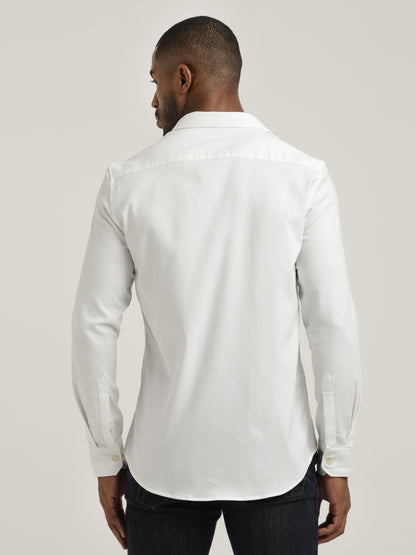 Slim Fit Cotton-Poly Lycra Blend Shirt White