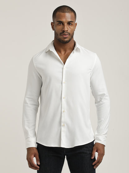 Slim Fit Cotton-Poly Lycra Blend Shirt White