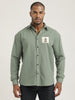 Slim Fit Cotton Shirt with Graphic Stickers Lt Green