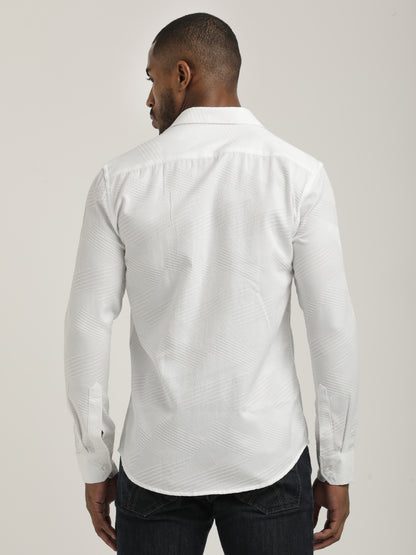 Nylon Self-Design Shirt White
