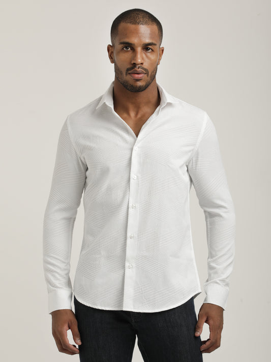 Nylon Self-Design Shirt White