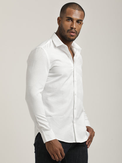 Nylon Self-Design Shirt White