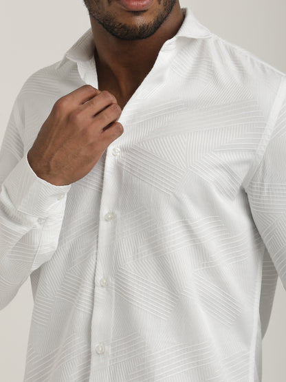 Nylon Self-Design Shirt White