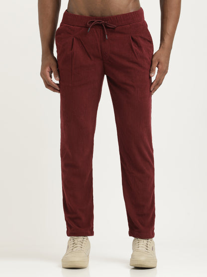 Corduroy Trousers with Multi Pockets Maroon