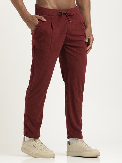 Corduroy Trousers with Multi Pockets Maroon