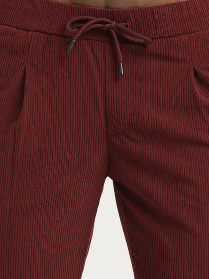 Corduroy Trousers with Multi Pockets Maroon