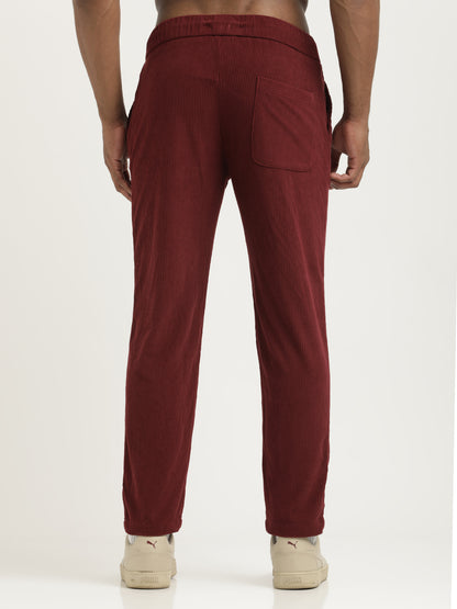 Corduroy Trousers with Multi Pockets Maroon